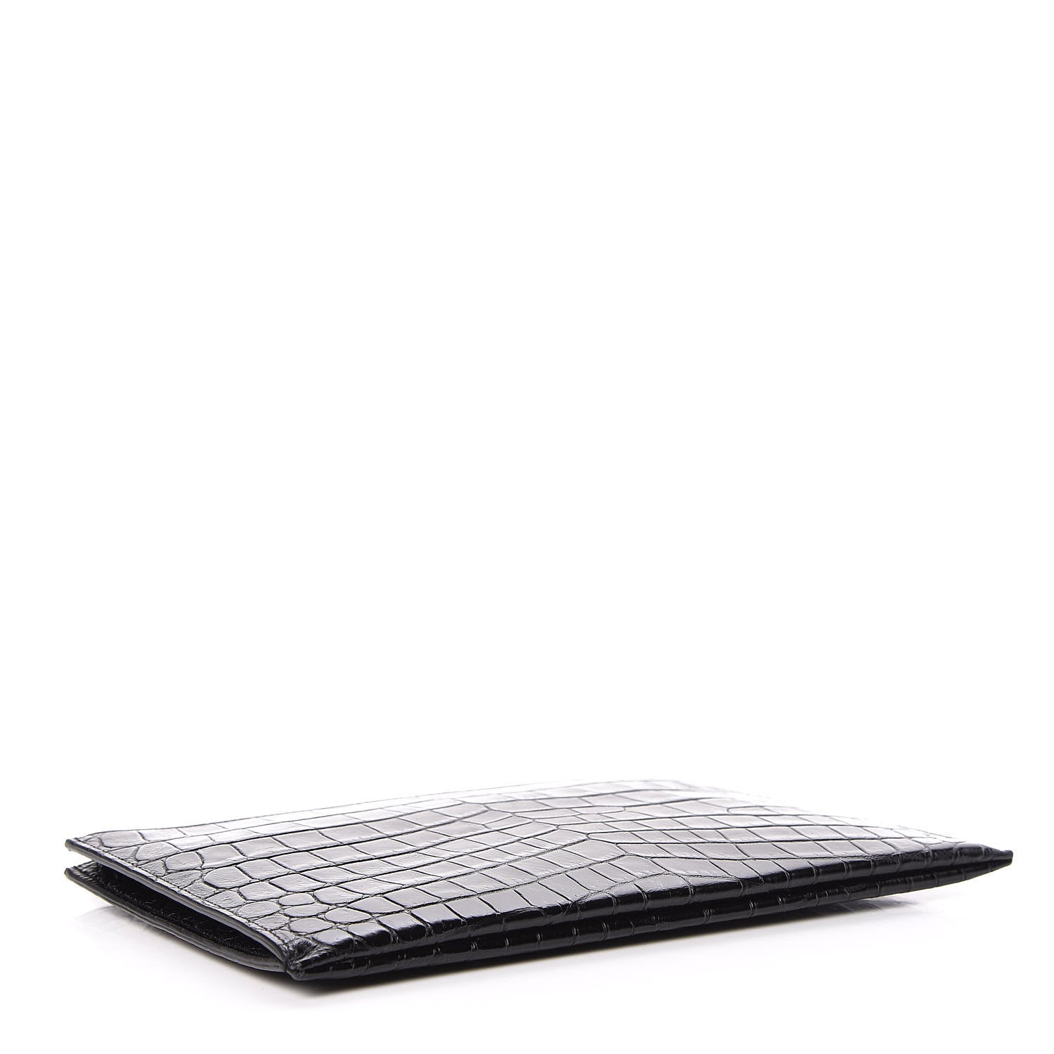 Saint Laurent Calfskin Crocodile Embossed Zip Mini Tablet Sleeve Black 4 of 7