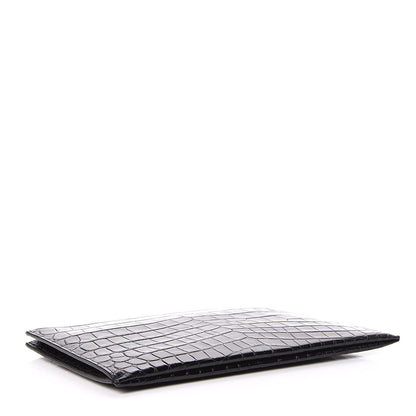 Saint Laurent Calfskin Crocodile Embossed Zip Mini Tablet Sleeve Black 4 of 7