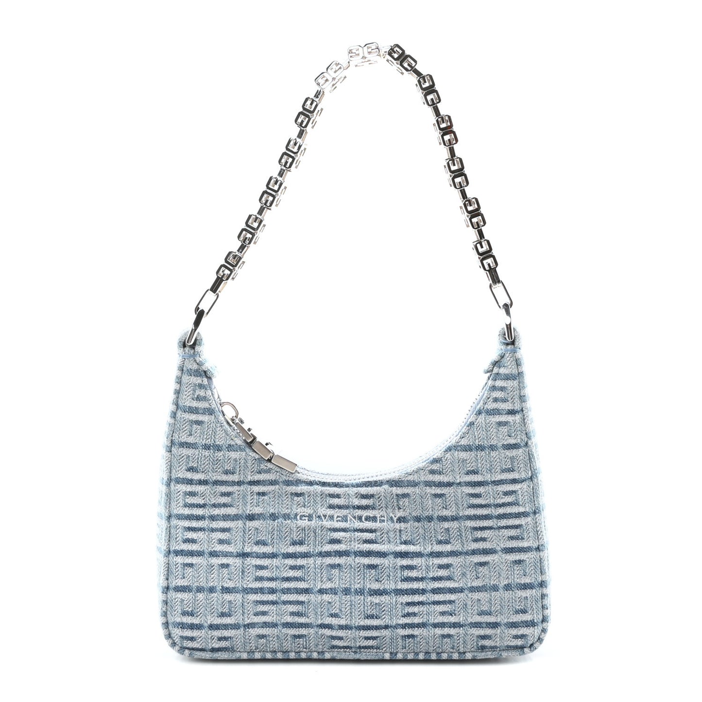 Denim Mini Moon Cut Out Shoulder Bag Light Blue
