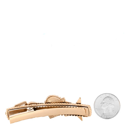 Chanel Metal Crystal CC Rue Cambon Hair Clip Gold Pearly White 2 of 3