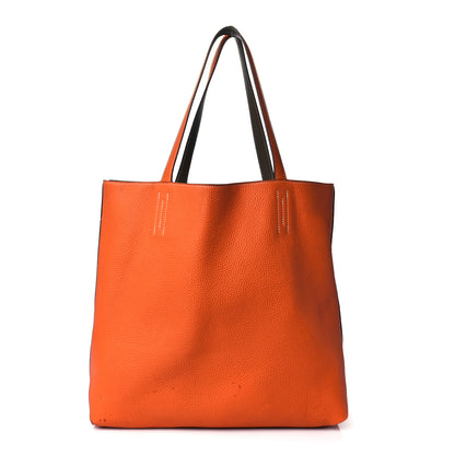 Hermes Taurillon Clemence Double Sens 36 Reversible Tote Etoupe Orange 3 of 21