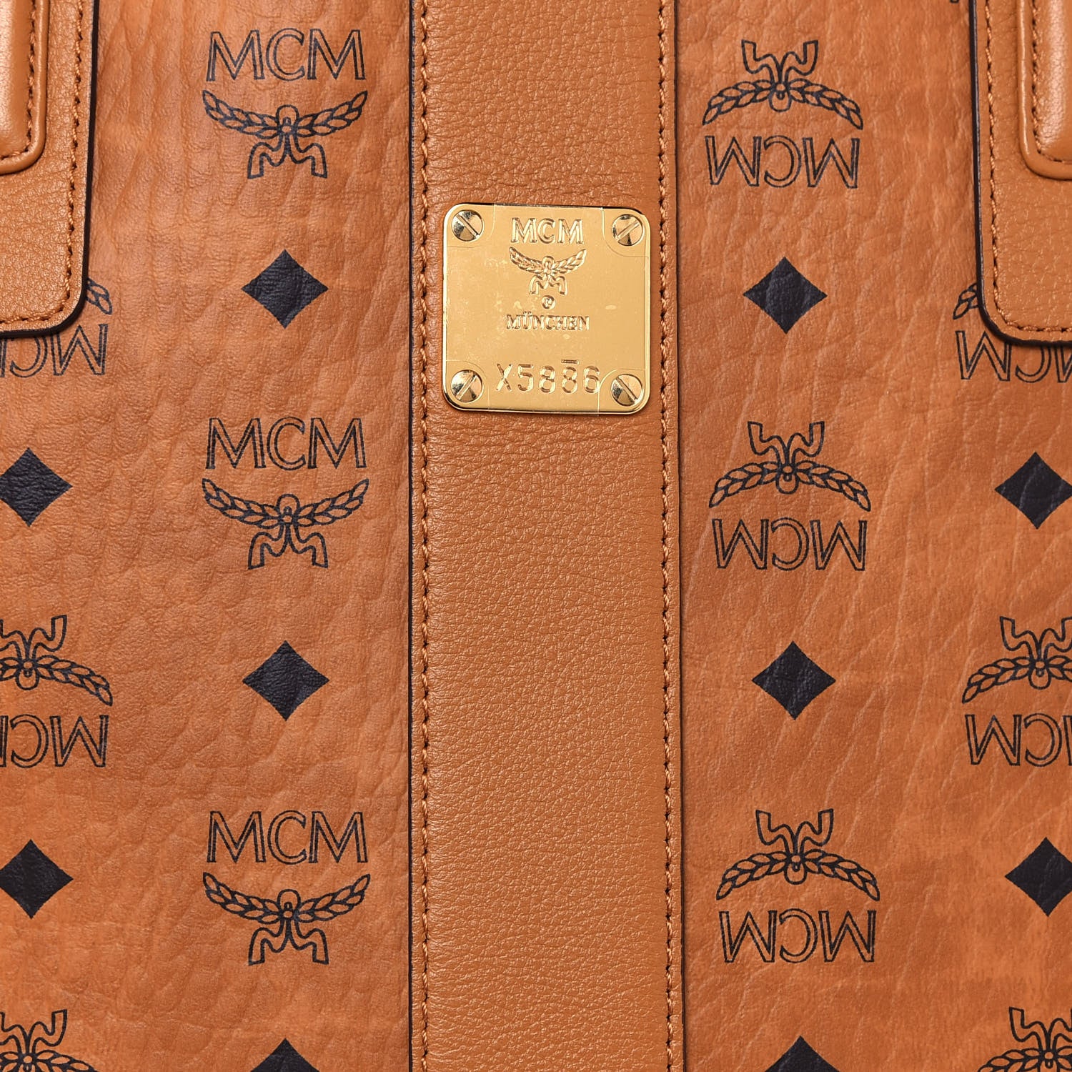 MCM Visetos Medium Liz Reversible Shopper Tote Cognac 7 of 20