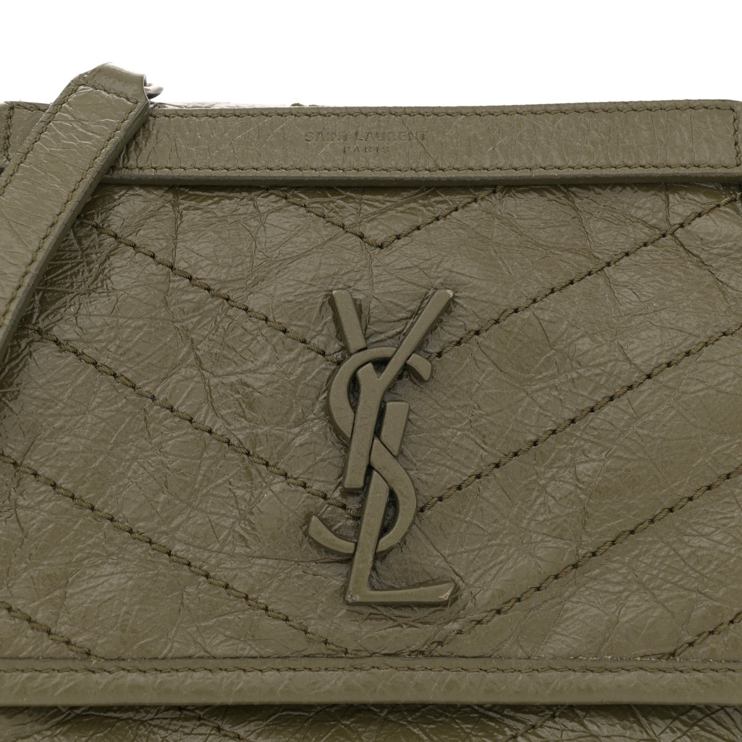 Crinkled Lambskin Matelasse Monogram Baby Niki Chain Satchel Seawood