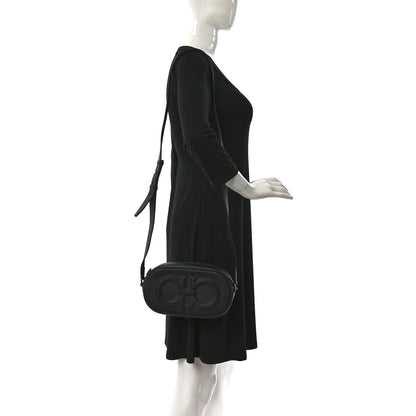 Salvatore Ferragamo Calfskin Double Gancio Crossbody Bag Black 2 of 8