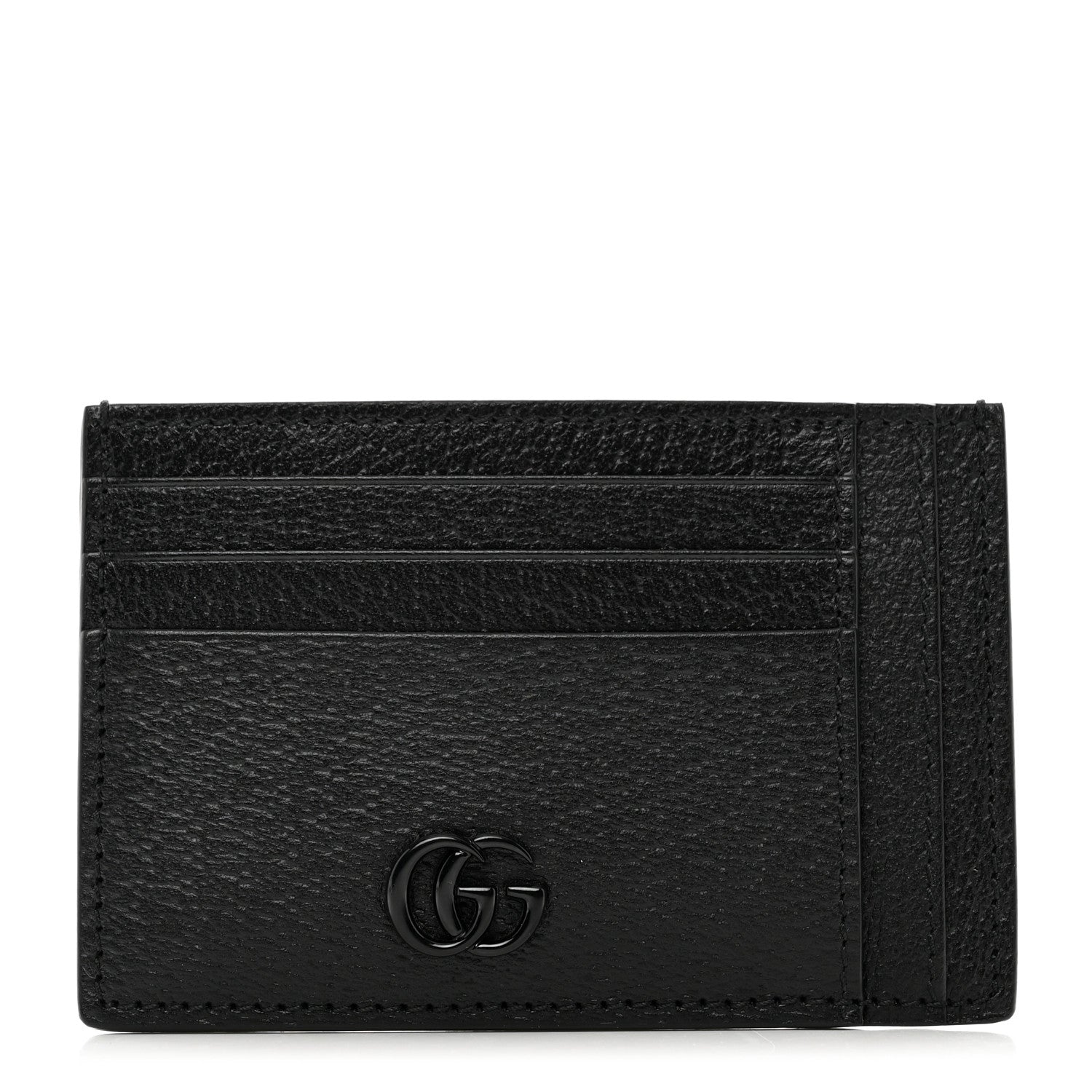 Gucci Textured Dollar Calfskin Resin Monochrome GG Marmont Card Holder Black 1 of 6