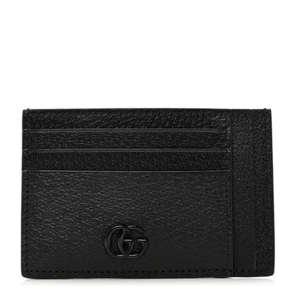 Gucci Textured Dollar Calfskin Resin Monochrome GG Marmont Card Holder Black 1 of 6