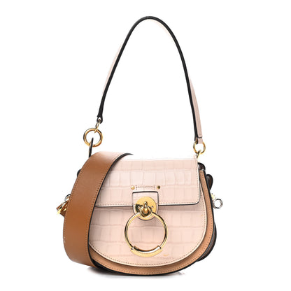 Chloe Calfskin Crocodile Embossed Small Tess Bag Cement Pink 1 of 13