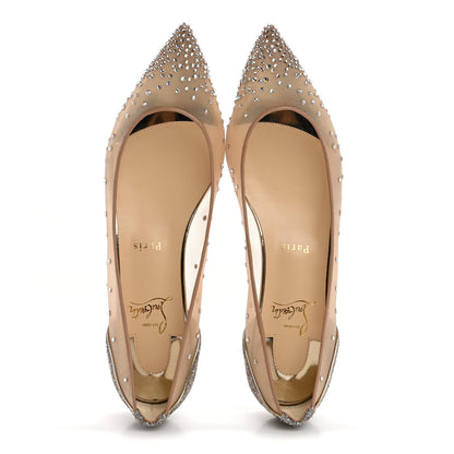 Christian Louboutin Rete Glitter Mini Specchio Strass Follies Flats 39.5 Perle 2 of 9