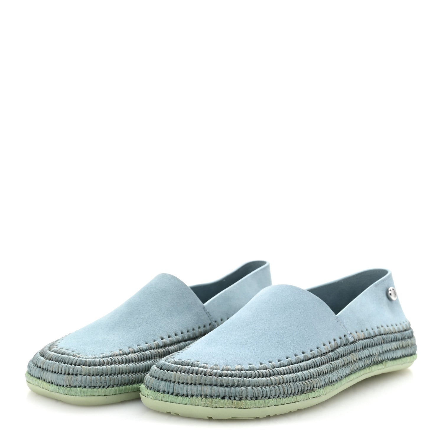 Loewe Suede Raffia Rio Slippers 37 Light Blue 4 of 11