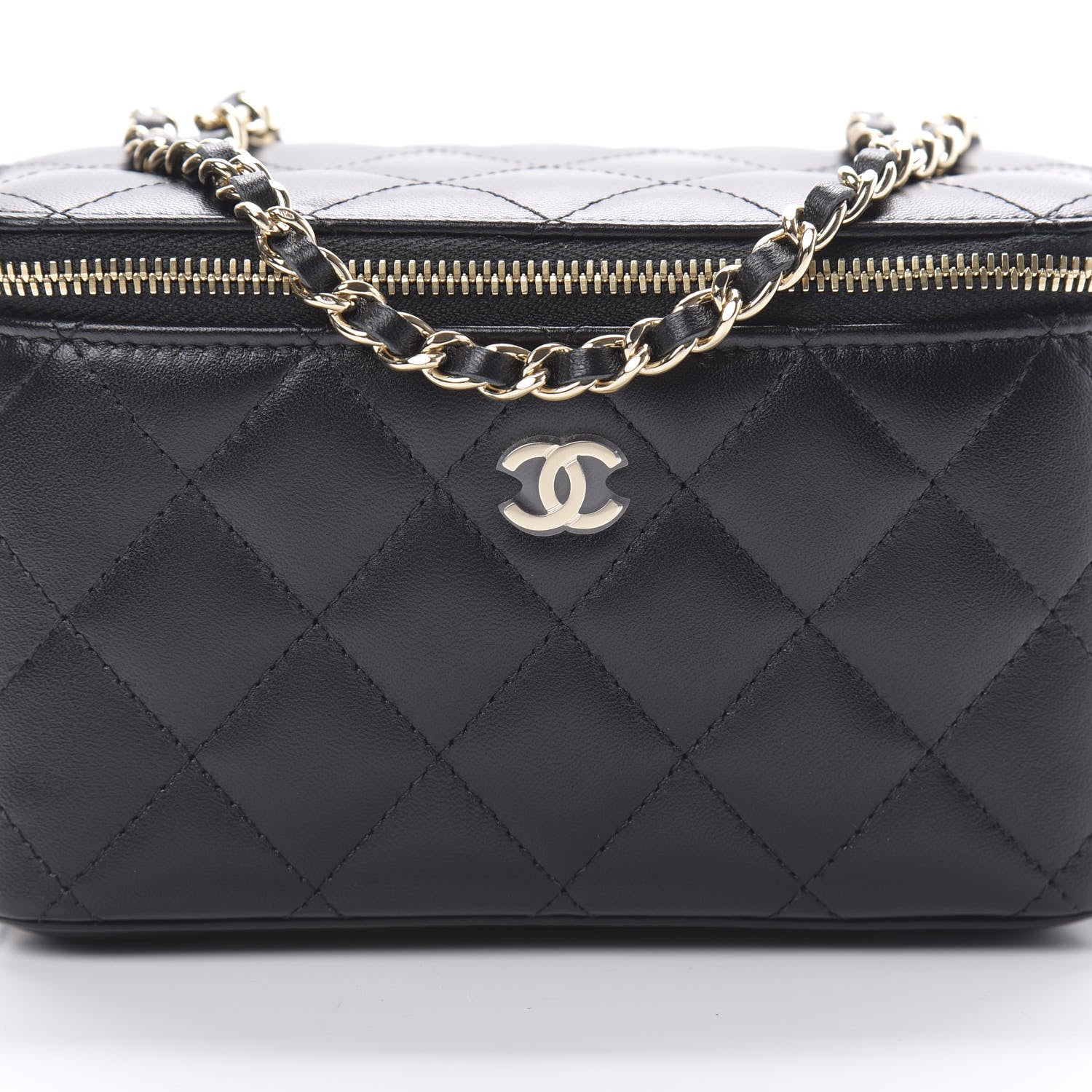 Chanel Lambskin Quilted Small Vanity Case With Chain Black 8 of 11