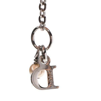 Christian Dior Pearl Logo Heart Necklace Silver 5 of 6