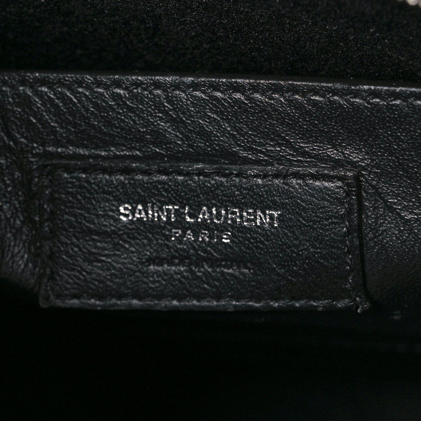 Raffia Shiny Calfskin Medium Uptown Tote Black