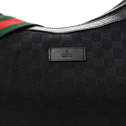 Gucci Monogram Web Medium Half Moon Hobo Black 8 of 10