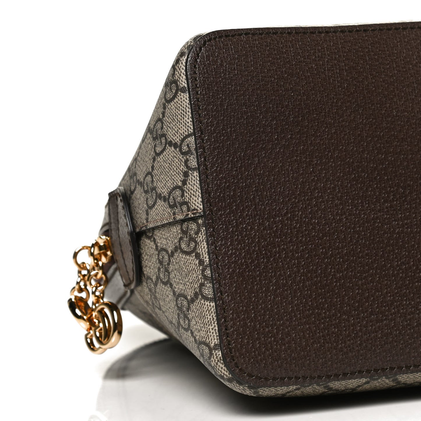 GG Supreme Monogram Web Medium Ophidia Top Handle Dome Bag Brown