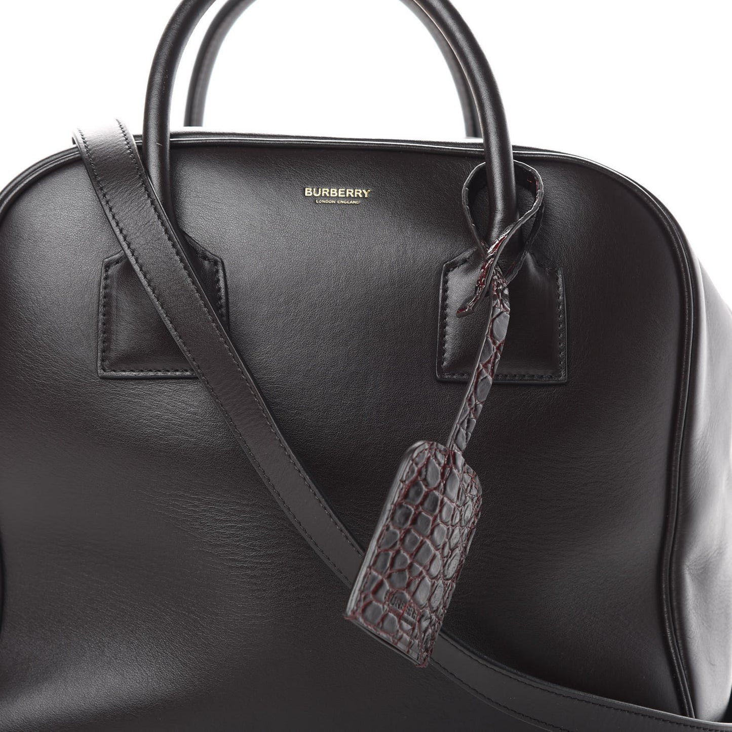 Smooth Calfskin Medium Cube Bowling Bag Dark Brown