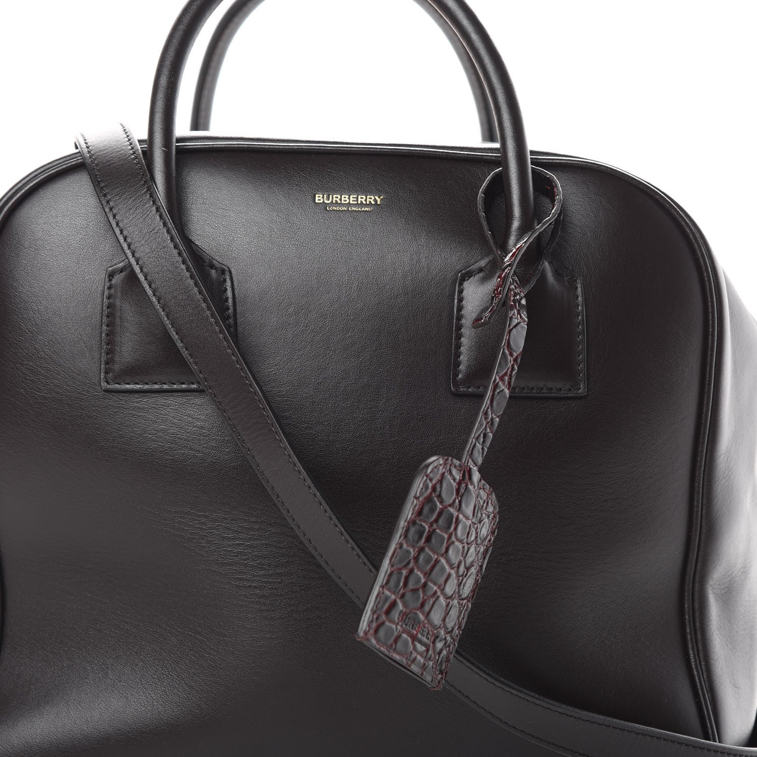 Burberry Smooth Calfskin Medium Cube Bowling Bag Dark Brown 8 of 14