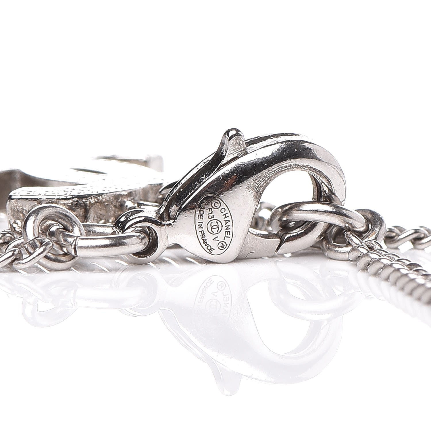 Chanel Crystal Timeless CC Necklace Silver 4 of 5
