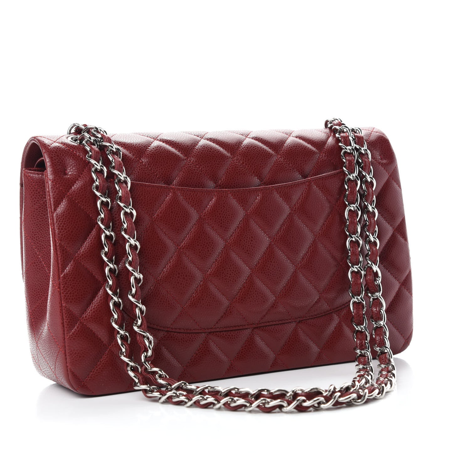 Caviar Quilted Jumbo Double Flap Dark Red
