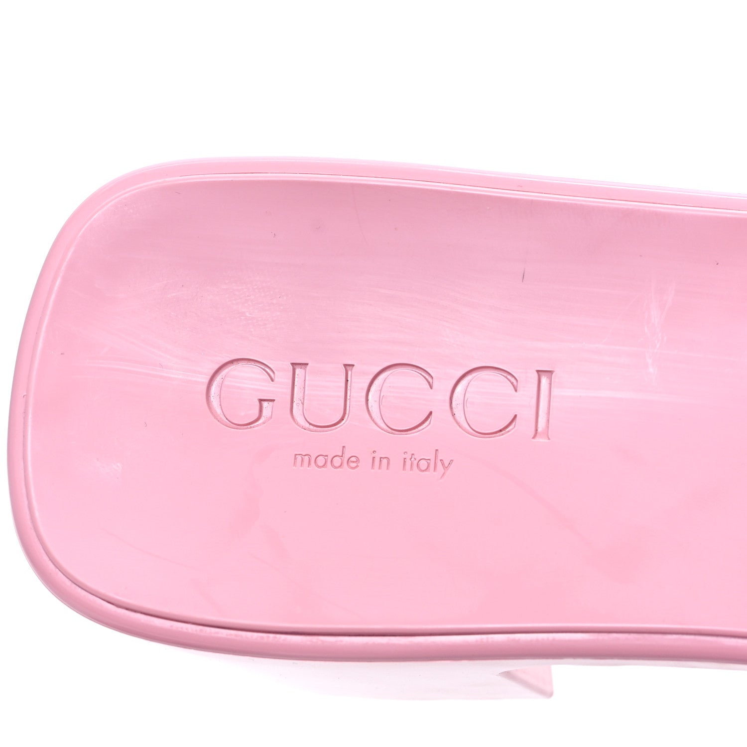 Gucci Rubber Gucci Logo Womens Platform 20/60mm Slide Sandals 38 Wild Rose 7 of 10