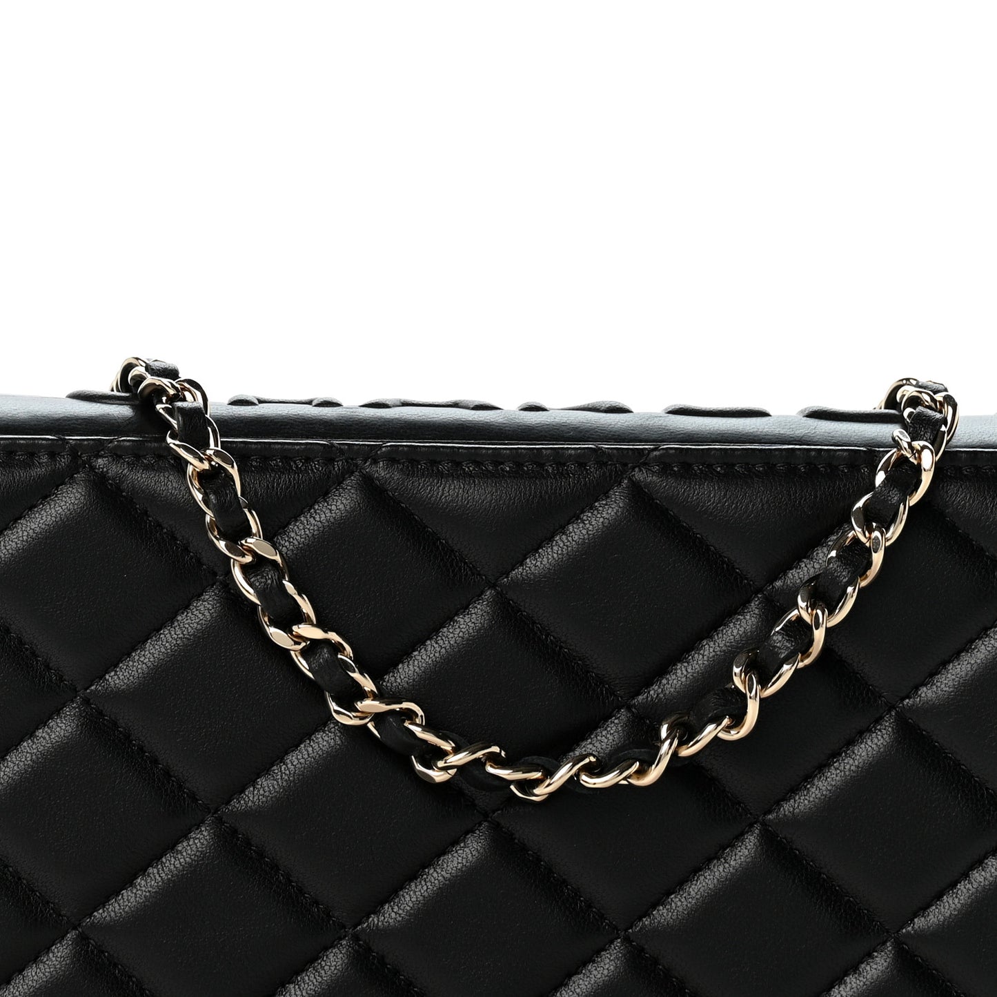 Lambskin Quilted Book Wallet On Chain WOC Black