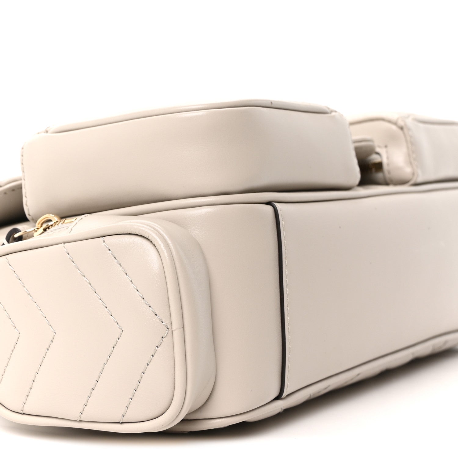 Gucci Calfskin Matelasse Small GG Marmont Multi Pocket Shoulder Bag Light Grey 9 of 10