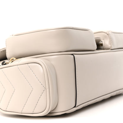 Gucci Calfskin Matelasse Small GG Marmont Multi Pocket Shoulder Bag Light Grey 9 of 10