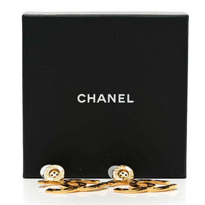 Chanel Metal Large Paris Button Earrings Gold 5 of 5