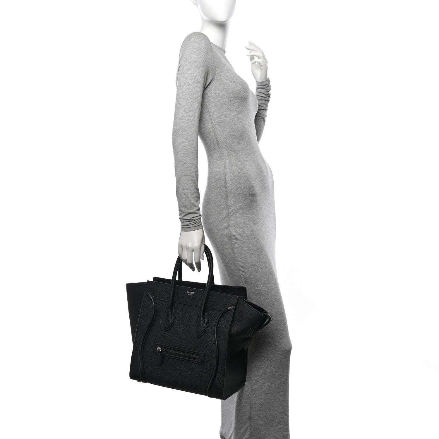 Celine Drummed Calfskin Mini Luggage Black 2 of 10