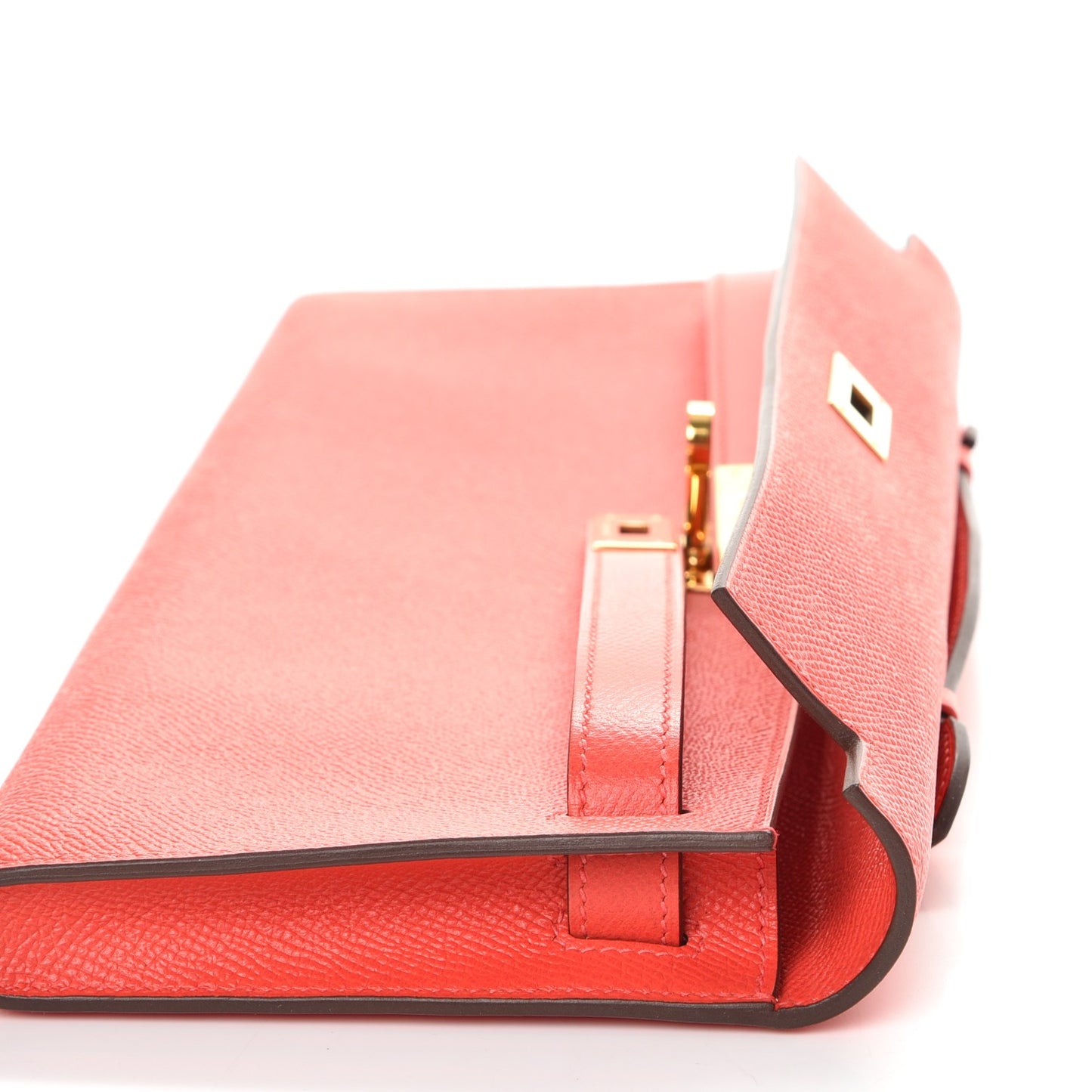 Epsom Kelly Cut Clutch Pochette Rose Jaipur