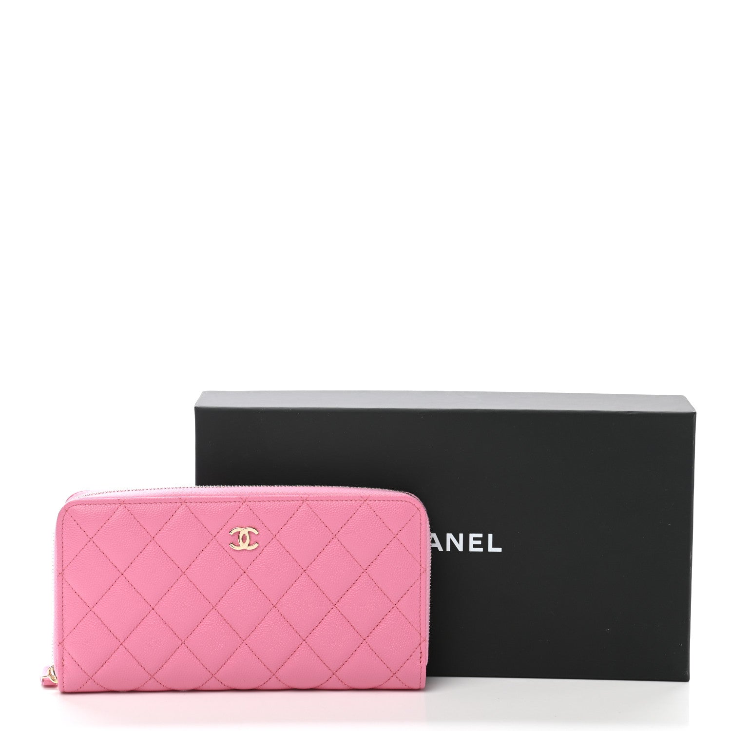 Chanel Caviar Quilted Large Gusset Zip Around Wallet Pink 9 of 9