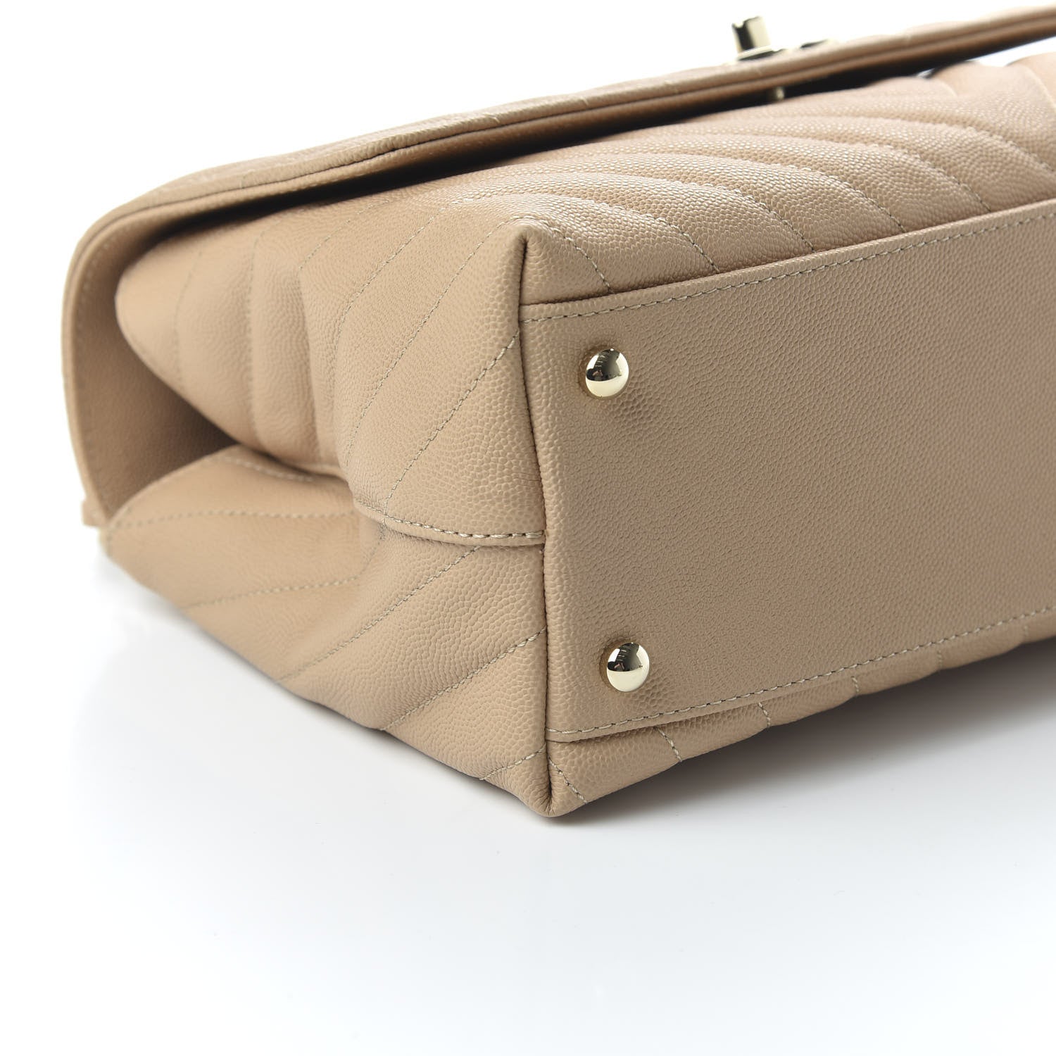 Chanel Caviar Chevron Quilted Small Coco Handle Flap Beige 6 of 11