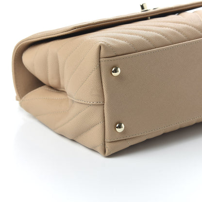Chanel Caviar Chevron Quilted Small Coco Handle Flap Beige 6 of 11