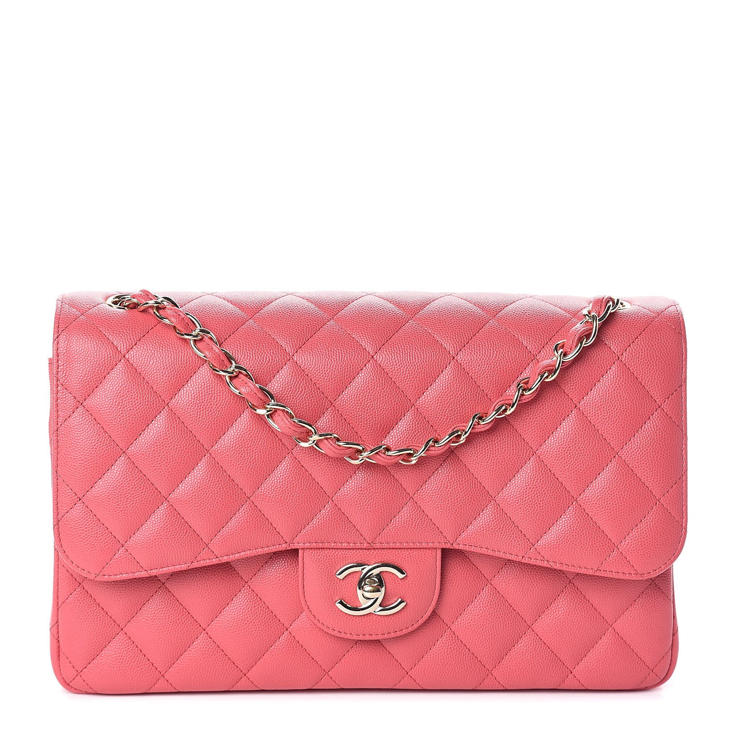 Caviar Quilted Jumbo Double Flap Dark Pink