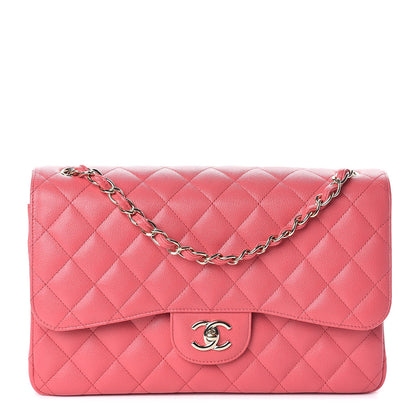 Chanel Caviar Quilted Jumbo Double Flap Dark Pink 1 of 10