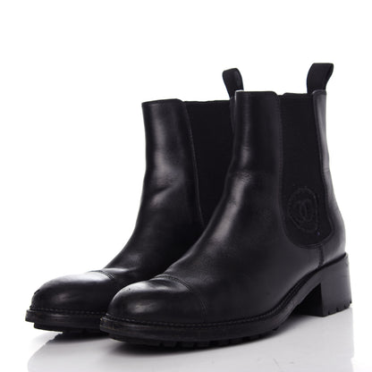 Chanel Calfskin Elastic Short Boots 37.5 Black 3 of 10