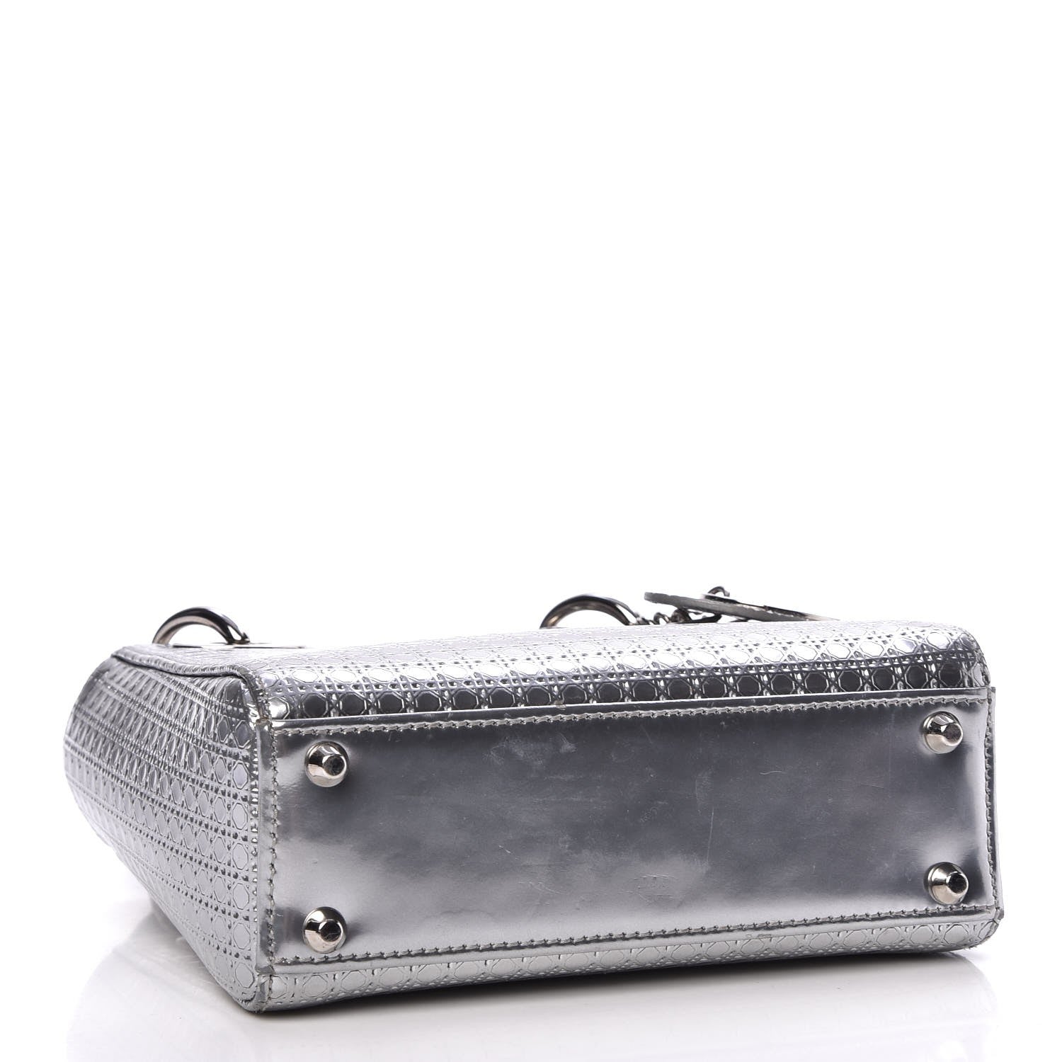 Christian Dior Metallic Patent Micro-Cannage Mini Lady Dior Silver 4 of 9