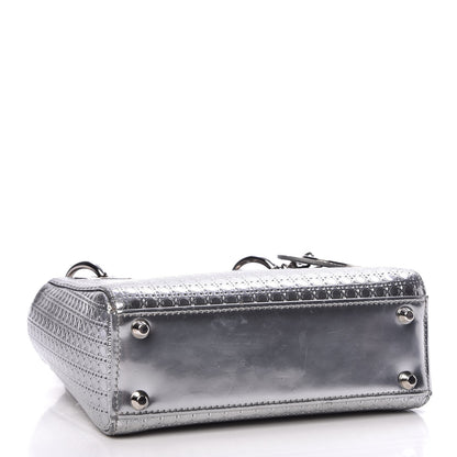 Christian Dior Metallic Patent Micro-Cannage Mini Lady Dior Silver 4 of 9