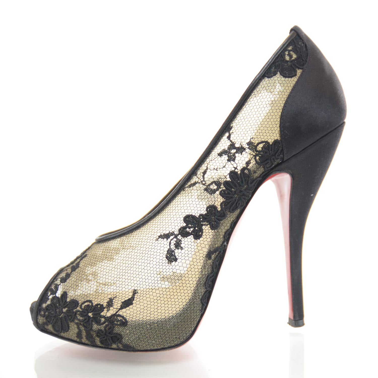 Christian Louboutin Satin Lace Fetilo 120 Platform Peep Toe Pumps 37 1 of 6