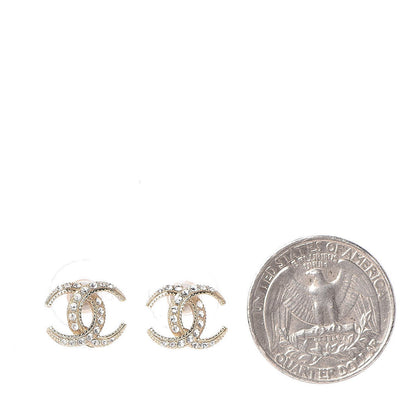 Chanel Crystal CC Moon Earrings Gold 4 of 5