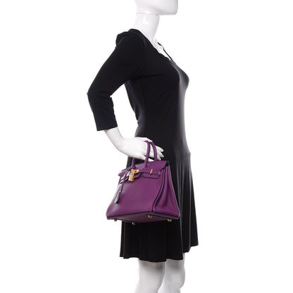 Hermes Togo Horseshoe Birkin 25 Anemone Black 2 of 10