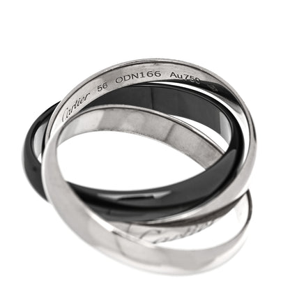 Cartier 18K White Gold Black Ceramic Trinity Ring 56 7.5 4 of 5