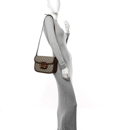 Gucci GG Supreme Monogram Horsebit 1955 Shoulder Bag Beige Brown Sugar 2 of 11