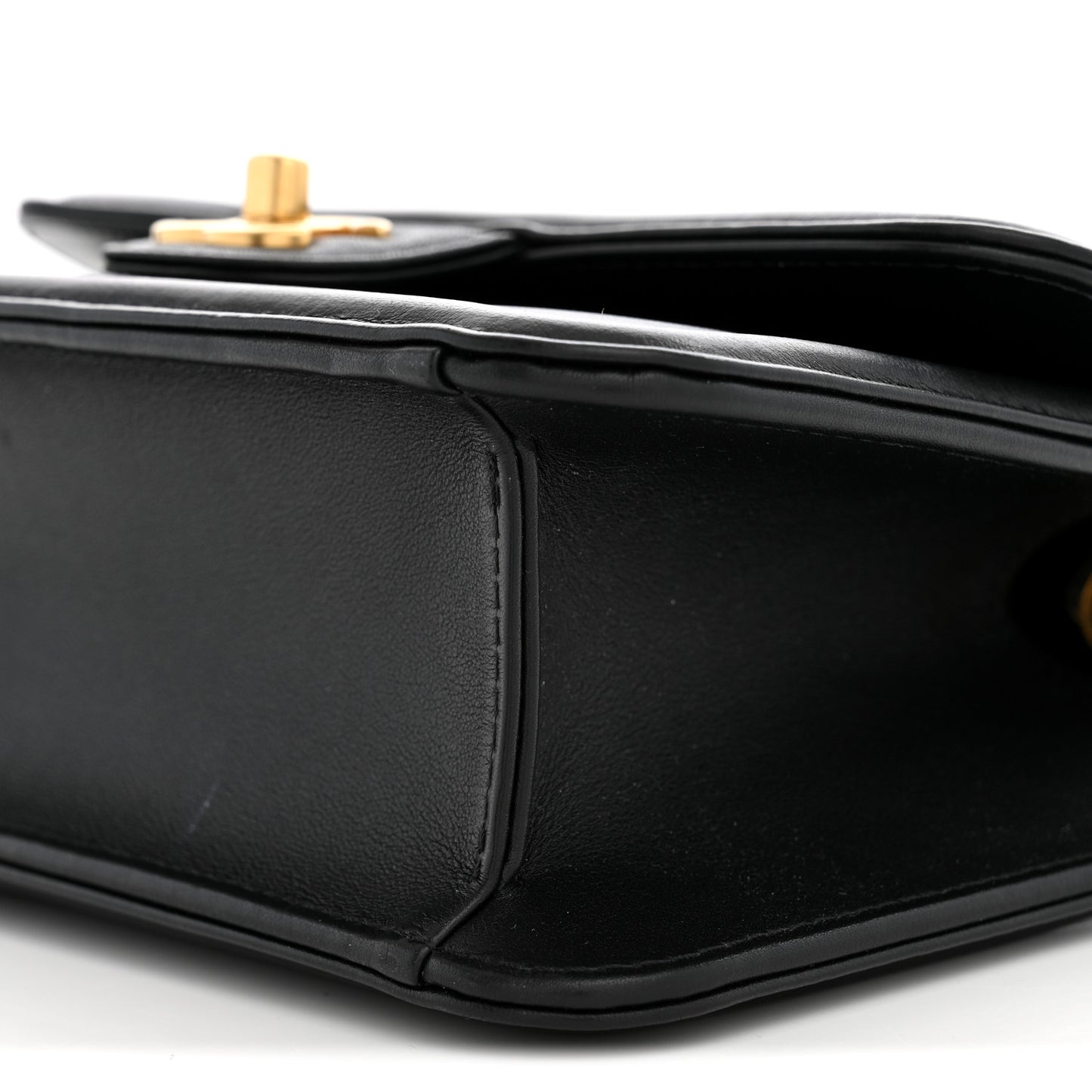 Lambskin Calfskin Mini Chocolate Bar Flap Bag Black