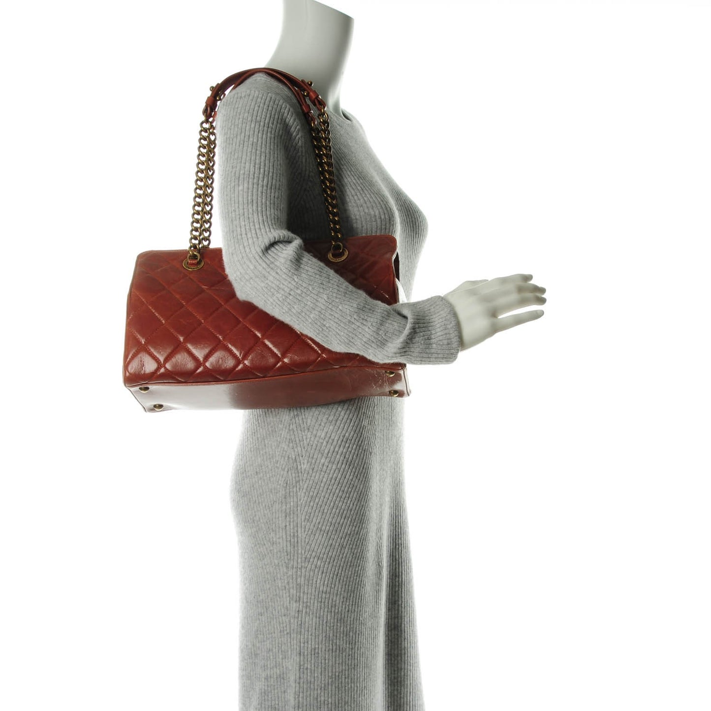 Calfskin Quilted Small Perfect Edge Tote Camel