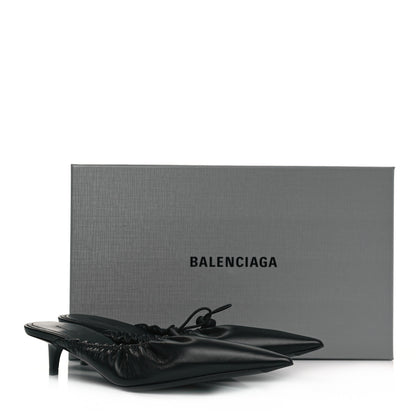 Balenciaga Smooth Nappa Pointed Toe Scrunch Knife 40mm Mules 38.5 Black 9 of 9