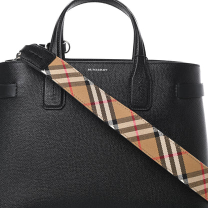 Burberry Derby Calfskin House Check Medium Banner Tote Black 9 of 12