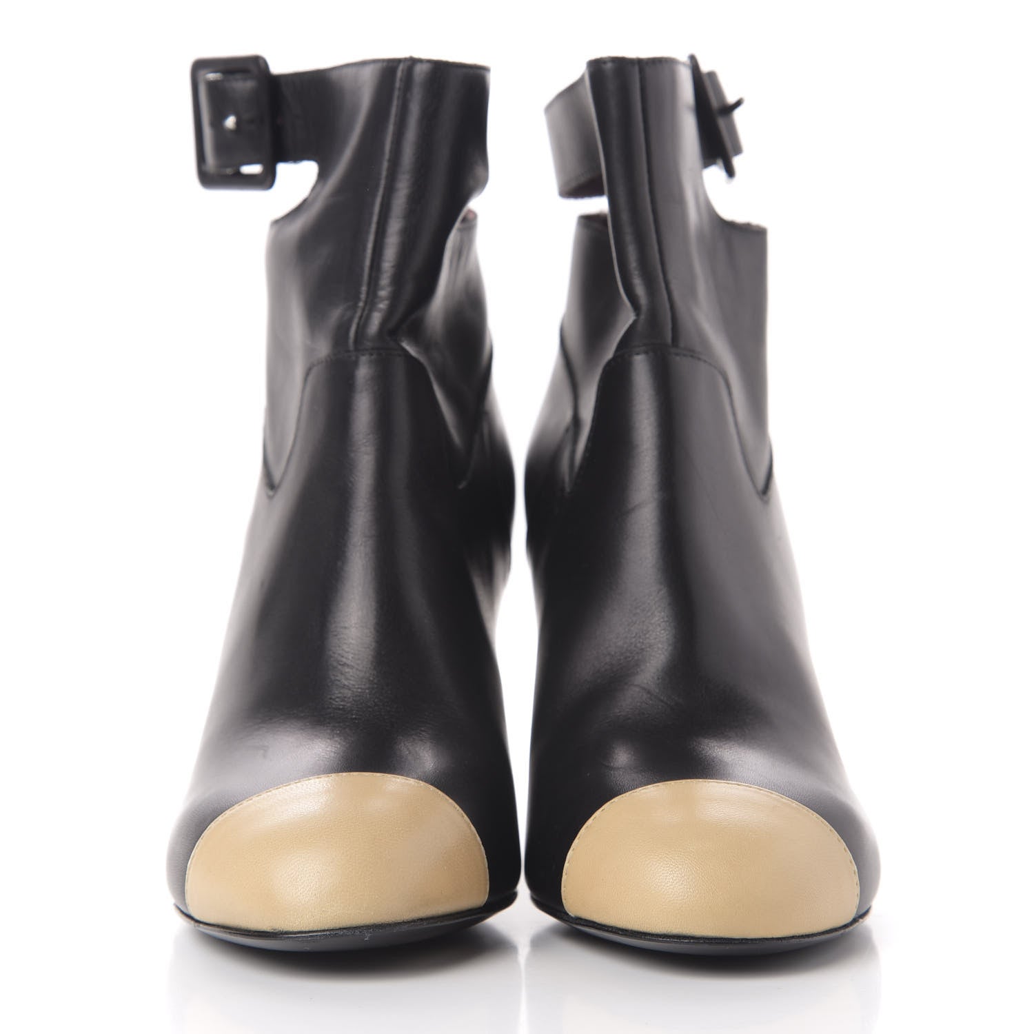 Chanel Lambskin Cap Toe Short Boots 39 Black Beige 2 of 11