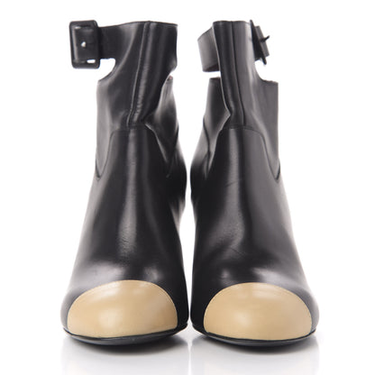 Chanel Lambskin Cap Toe Short Boots 39 Black Beige 2 of 11