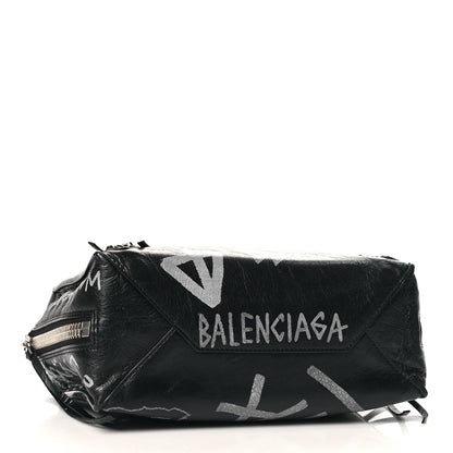 Balenciaga Agneau Graffiti Papier A6 Zip Around Tote Black White 5 of 11