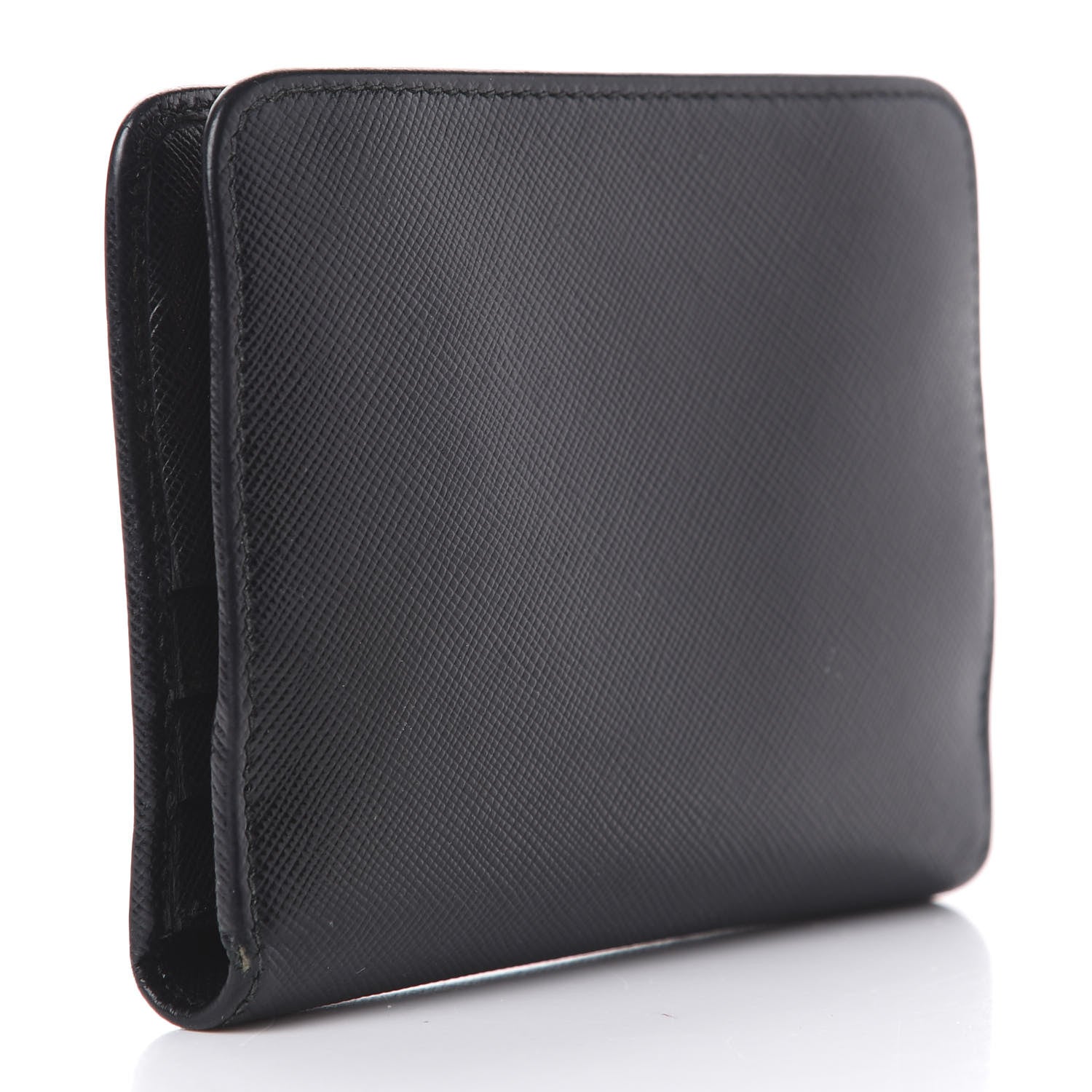 Prada Saffiano Compact Bi-Fold Wallet Black 3 of 10